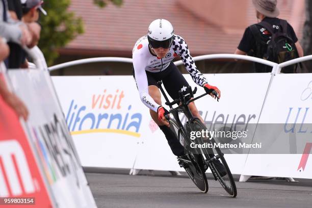 Toms Skujins of Latvia and Team Trek-Segafredo rides during stage four of the 13th Amgen Tour of California 2018 San Jose / Morgan Hill a 34.7 km...