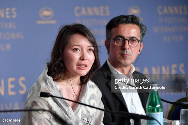 Actress Samal Yeslyamova and producer Thanassis Karathanos attend "Ayka " Press Conference during the 71st annual Cannes Film Festival at Palais des...