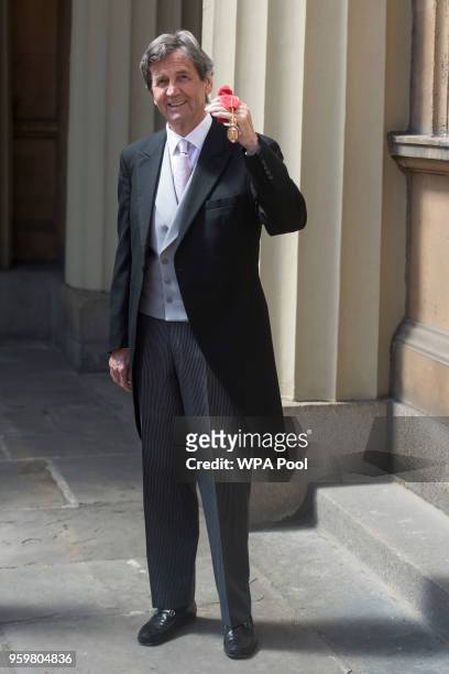 Author and broadcaster Melvyn Bragg, more formally known as Lord Bragg of Wigton, following an Investiture ceremony at Buckingham Palace, London,...