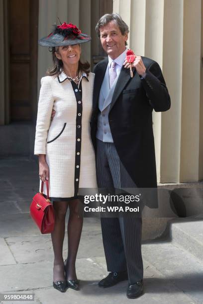 Author and broadcaster Melvyn Bragg, more formally known as Lord Bragg of Wigton, with Gabriel Clare-Hunt, following an Investiture ceremony at...