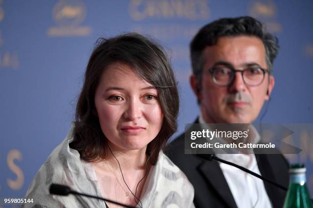 Actress Samal Yeslyamova and producer Thanassis Karathanos attend "Ayka " Press Conference during the 71st annual Cannes Film Festival at Palais des...