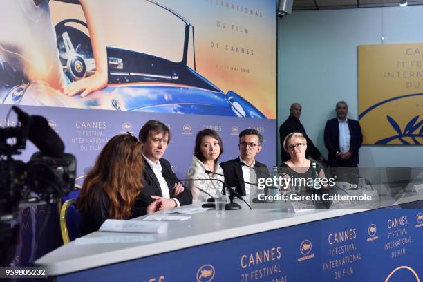 Director Sergey Dvortsevoy, actress Samal Yeslyamova, producers Thanassis Karathanos and Anna Wydra attend "Ayka " Press Conference during the 71st...