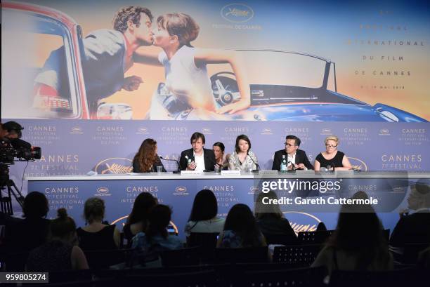 Director Sergey Dvortsevoy, actress Samal Yeslyamova, producers Thanassis Karathanos and Anna Wydra attend "Ayka " Press Conference during the 71st...