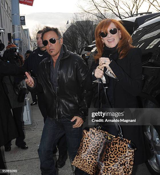 Bruce Springsteen and his wife Patti Scialfa arrive at the "Hope for Haiti Now" telethon January 22, 2010 at Kaufman Astoria Studios in the Queens...