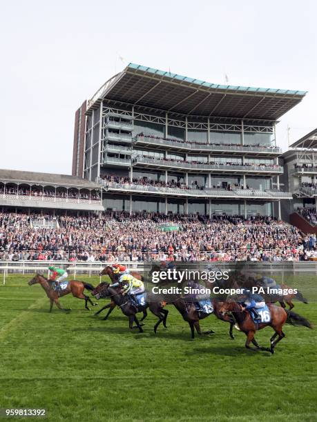 Signora Cabello ridden by Jason Hart wins the Langleys Solicitors British EBF Marygate Fillies' Stakes during day three of the 2018 Dante Festival at...