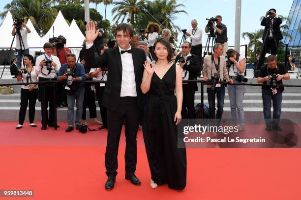 Director Sergei Dvortsevoy and actress Samal Yeslyamova attend the screening of "Ayka " during the 71st annual Cannes Film Festival at Palais des...