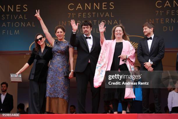 Un Certain Regard jury members Virginie Ledoyen, Annemarie Jacir, Un Certain Regard president Benicio Del Toro with jury members Julie Huntsinger and...