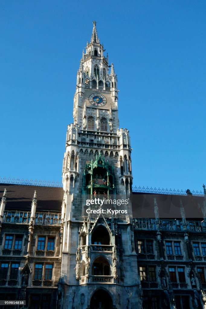 Europe, Germany, Munich, 2017: View Of The New Town Hall Or Rathaus At Marienplatz