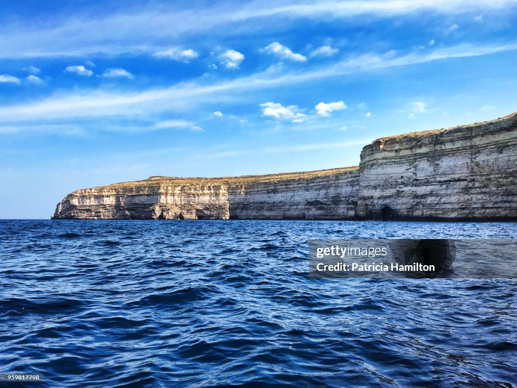 Majestic limestone cliffs at Gozo