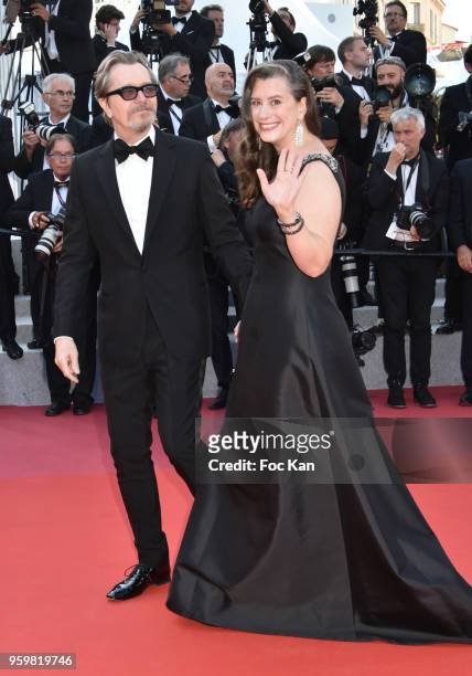 Gary Oldman;Gisele Schmidt attend the screening of'Capharnaum' during the 71st annual Cannes Film Festival at Palais des Festivals on May 17, 2018 in...