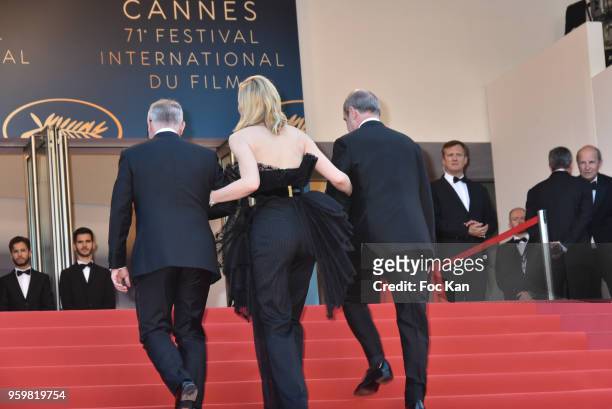 Thierry fermaux, Cate Blanchett and Pierre Lescure attend the screening of'Capharnaum' during the 71st annual Cannes Film Festival at Palais des...