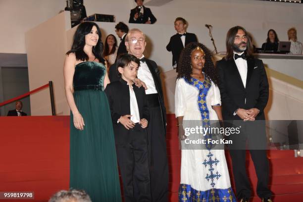 Khaled Mouzanar, director Nadine Labaki, Zain Alrafeea, Yordanos Shifera and guest attend the screening of'Capharnaum' during the 71st annual Cannes...