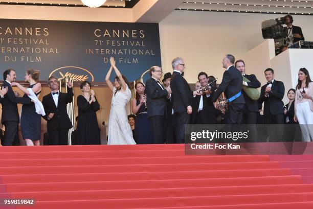 Country ball with Thierry Fremaux and Pierre Lecure on the top of red carpet during the screening of'Capharnaum' during the 71st annual Cannes Film...