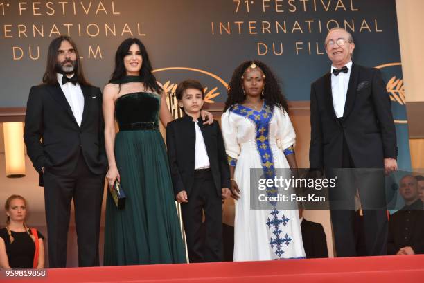 Khaled Mouzanar, director Nadine Labaki, Zain Alrafeea, Yordanos Shifera and guest attend the screening of'Capharnaum' during the 71st annual Cannes...