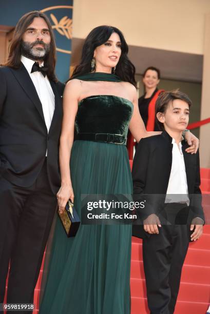 Khaled Mouzanar, director Nadine Labaki and Zain Alrafeea attend the screening of'Capharnaum' during the 71st annual Cannes Film Festival at Palais...
