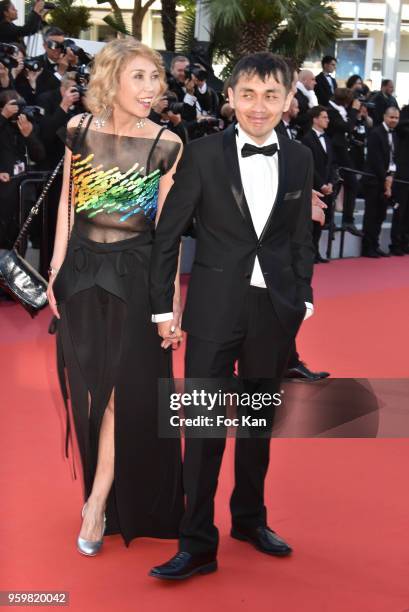 Adilkhan Yerzhanov and his guest attend the screening of 'Capharnaum' during the 71st annual Cannes Film Festival at Palais des Festivals on May 17,...