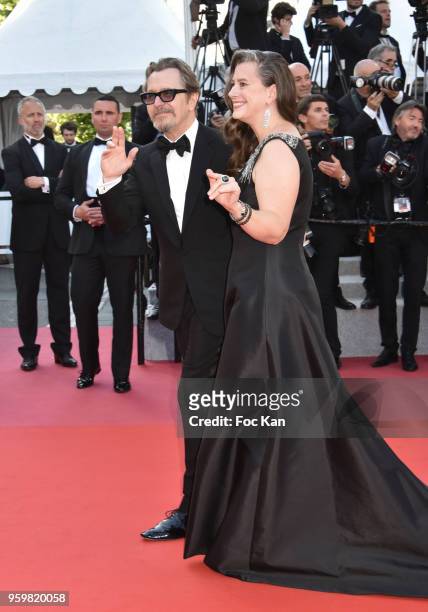 Gary Oldman;Gisele Schmidt attend the screening of'Capharnaum' during the 71st annual Cannes Film Festival at Palais des Festivals on May 17, 2018 in...