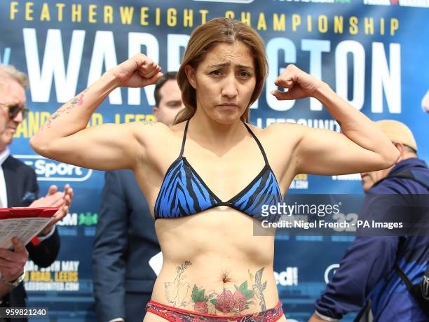 Soledad Del Valle Frais during the weigh-in at Leeds Civic Hall.