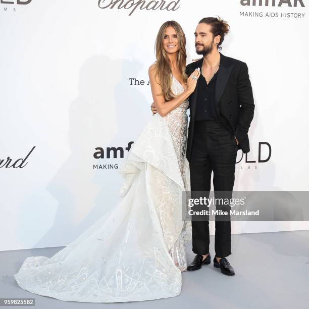 Heidi Klum and Tom Kaulitz arrive at the amfAR Gala Cannes 2018 at Hotel du Cap-Eden-Roc on May 17, 2018 in Cap d'Antibes, France.