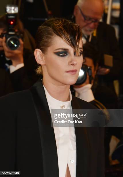 Kristen Stewart attends the screening of 'Knife + Heart ' during the 71st annual Cannes Film Festival at Palais des Festivals on May 17, 2018 in...