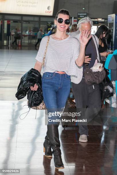 Actress Milla Jovovich is seen during the 71st annual Cannes Film Festival at Nice Airport on May 18, 2018 in Nice, France.