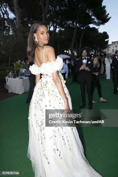 Cindy Bruna attends the cocktail at the amfAR Gala Cannes 2018 at Hotel du Cap-Eden-Roc on May 17, 2018 in Cap d'Antibes, France.