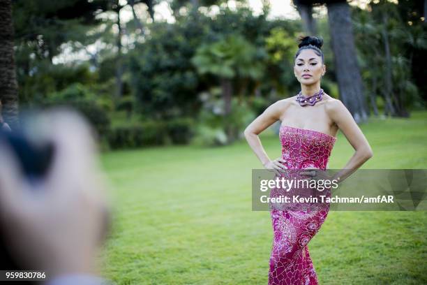 Nicole Scherzinger attends the cocktail at the amfAR Gala Cannes 2018 at Hotel du Cap-Eden-Roc on May 17, 2018 in Cap d'Antibes, France.
