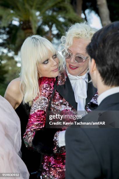 Marjan Jonkman and Ellen Von Unwerth attends the cocktail at the amfAR Gala Cannes 2018 at Hotel du Cap-Eden-Roc on May 17, 2018 in Cap d'Antibes,...