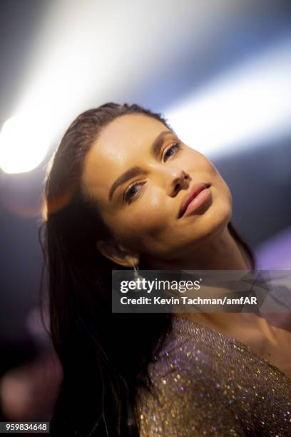Adriana Lima attends the cocktail at the amfAR Gala Cannes 2018 at Hotel du Cap-Eden-Roc on May 17, 2018 in Cap d'Antibes, France.