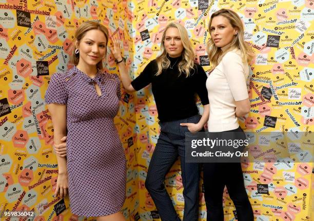 Katharine McPhee, Erin Foster, and Sara Foster attend a panel discussion on power dressing with Bumble's Sara & Erin Foster and designer Andrea...