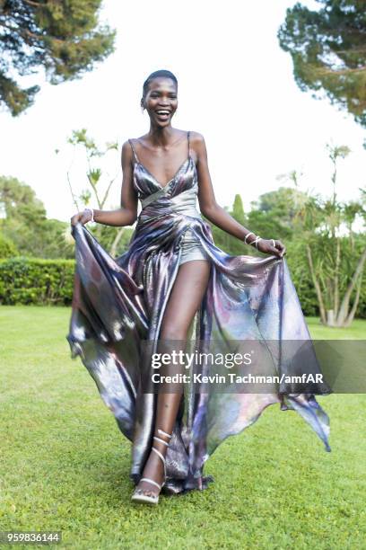 Aamito Lagum attends the cocktail at the amfAR Gala Cannes 2018 at Hotel du Cap-Eden-Roc on May 17, 2018 in Cap d'Antibes, France.