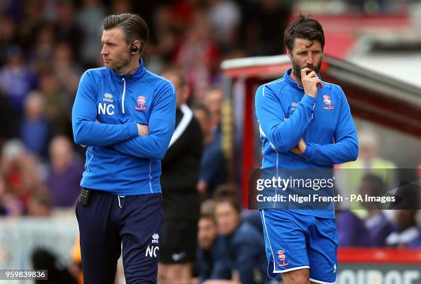 Lincoln City manager Danny Cowley and assistant manager Nicky Cowley