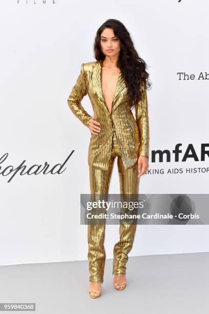 Shanina Shaik arrives at the amfAR Gala Cannes 2018 at Hotel du Cap-Eden-Roc on May 17, 2018 in Cap d'Antibes, France.