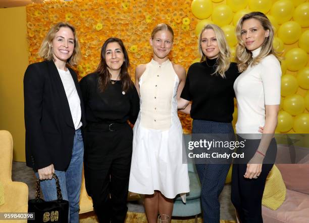 Brett Heyman, Andrea Lieberman, Andee Olson, Erin Foster and Sara Foster attend a panel discussion on power dressing with Bumble's Sara & Erin Foster...