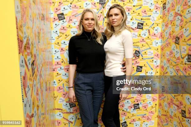 Erin Foster and Sara Foster attend a panel discussion on power dressing with Bumble's Sara & Erin Foster and designer Andrea Lieberman hosted by Saks...