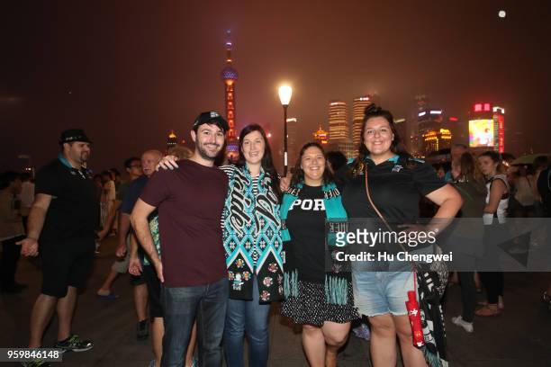 Port Adelaide Power fans pose during an event for club members at The Camel on May 18, 2018 in Shanghai, China. Port Adelaide play the Gold Coast...