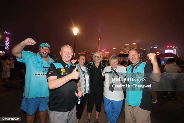 Port Adelaide Power fans pose during an event for club members at The Camel on May 18, 2018 in Shanghai, China. Port Adelaide play the Gold Coast...