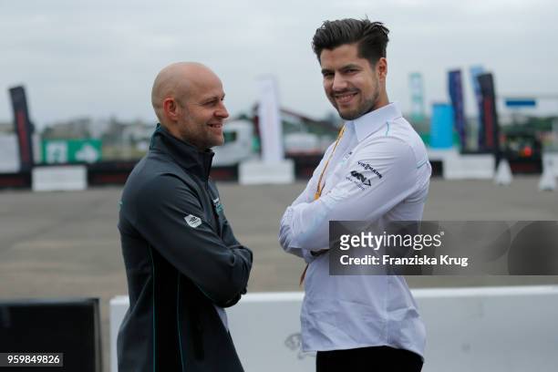 Juergen Vogel and his son Giacomo Vogel during the Jaguar I-PACE Smartcone Challenge on the occasion of the Formular E weekend at Tempelhof Airport...