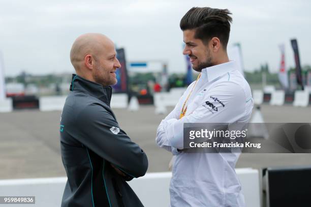 Juergen Vogel and his son Giacomo Vogel during the Jaguar I-PACE Smartcone Challenge on the occasion of the Formular E weekend at Tempelhof Airport...