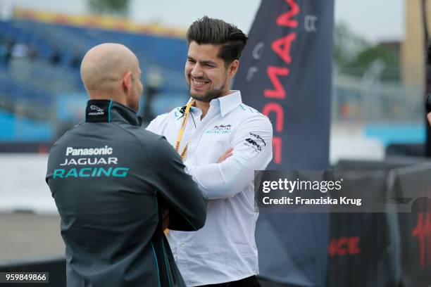 Juergen Vogel and his son Giacomo Vogel during the Jaguar I-PACE Smartcone Challenge on the occasion of the Formular E weekend at Tempelhof Airport...