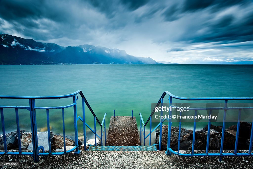 Stairs to the lake Leman