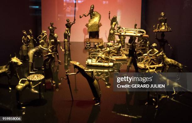 The Ato ceremony of the Kingdom of Dahomey, circa 1934, is pictured, on June 18, 2018 at the Quai Branly Museum-Jacques Chirac in Paris. Benin is...