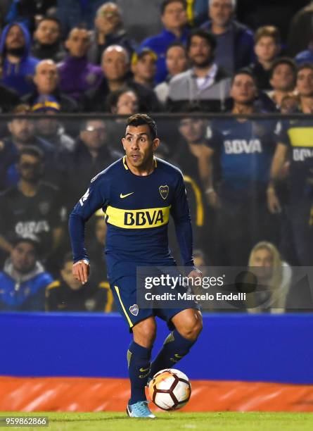 Carlos Tevez of Boca Juniors drives the ball during a match between Boca Juniors and Alianza Lima at Alberto J. Armando Stadium on May 16, 2018 in La...