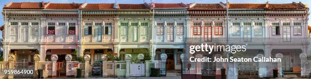 singapore, shophouses on koon seng road - singapore city line stock pictures, royalty-free photos & images