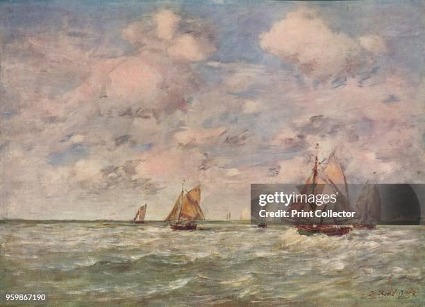 Seascape', circa 1850. From International Art: Past and Present by Alfred Yockney. [Virtue & Company, London, circa 1915]. Artist Eugene Louis Boudin.