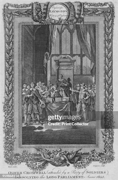 Oliver Cromwell dissolving the Long Parliament. Anno 1653, circa 1787. From A New, Universal and Impartial History of England: From the Earliest...