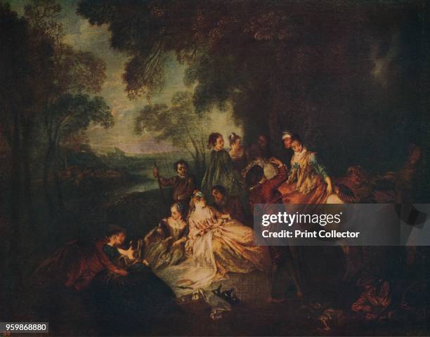 Fête Champetre', circa 1722, . The painting is held by the Dulwich Picture Gallery, London. From International Art: Past and Present by Alfred...