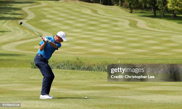 John King of Lindrick Golf Club in action on Day 3 as he goes on to win the Silversea Senior PGA Professional Championship at Foxhills Golf Course on...