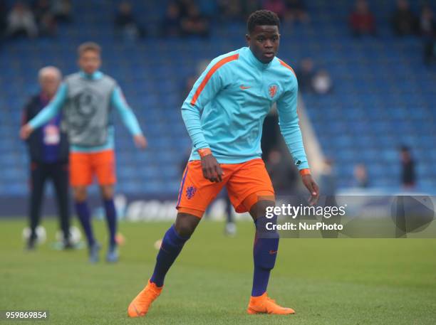Daishawn Redan of Netherlands Under 17 during the UEFA Under-17 Championship Semi-Final match between England U17s against Netherlands U17s at Proact...