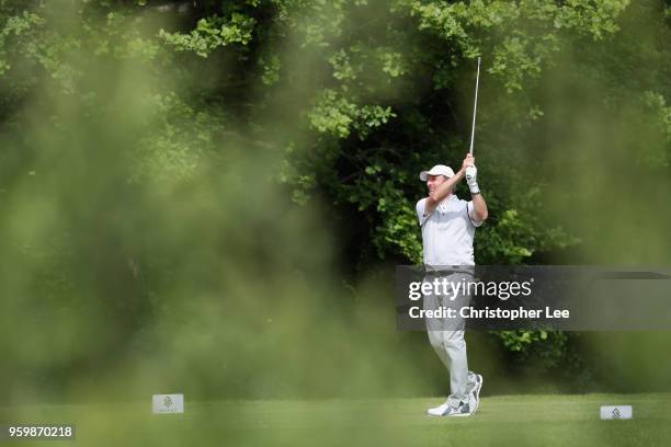 David Shacklady of Mossock Hall Golf Club in action during Day 3 of the Silversea Senior PGA Professional Championship at Foxhills Golf Course on May...